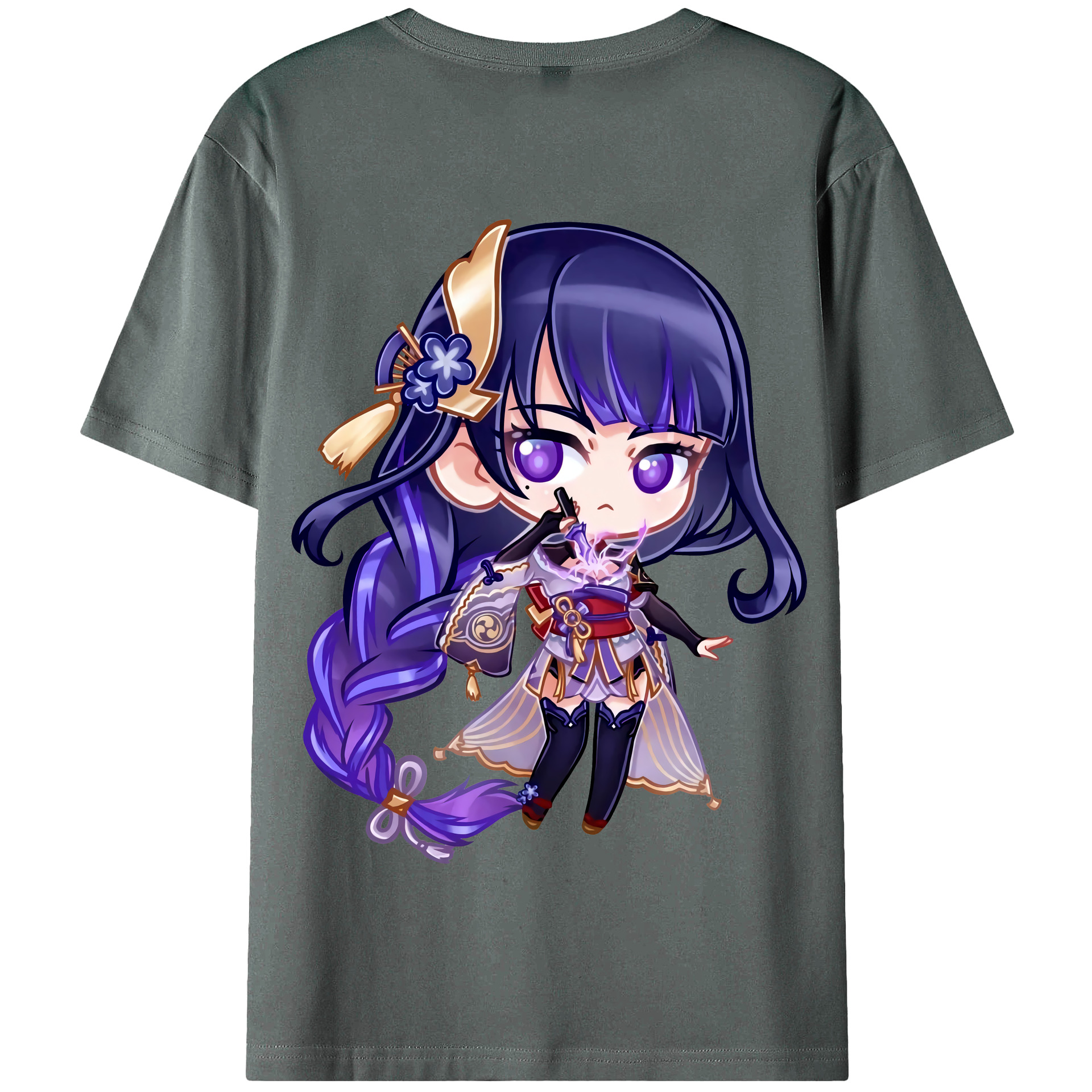 げんし神 雷電将軍 らいでんしょうぐん genshin Raiden Shogun 綿100％半袖Tシャツ（背面プリント）